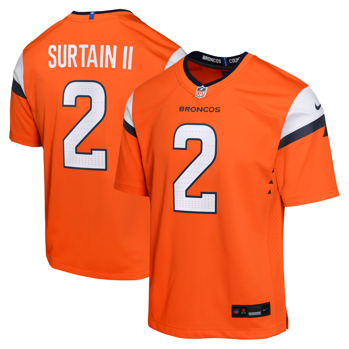 Patrick Surtain II Denver Broncos Nike Youth Mile High Collection Game Jersey Orange