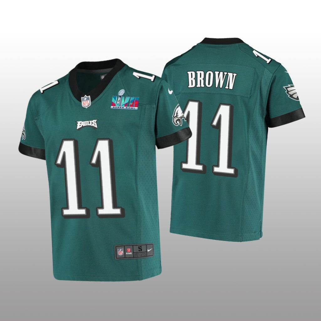 Philadelphia Eagles A.J. Brown Midnight Green Game Jersey Super Bowl LVII Youth