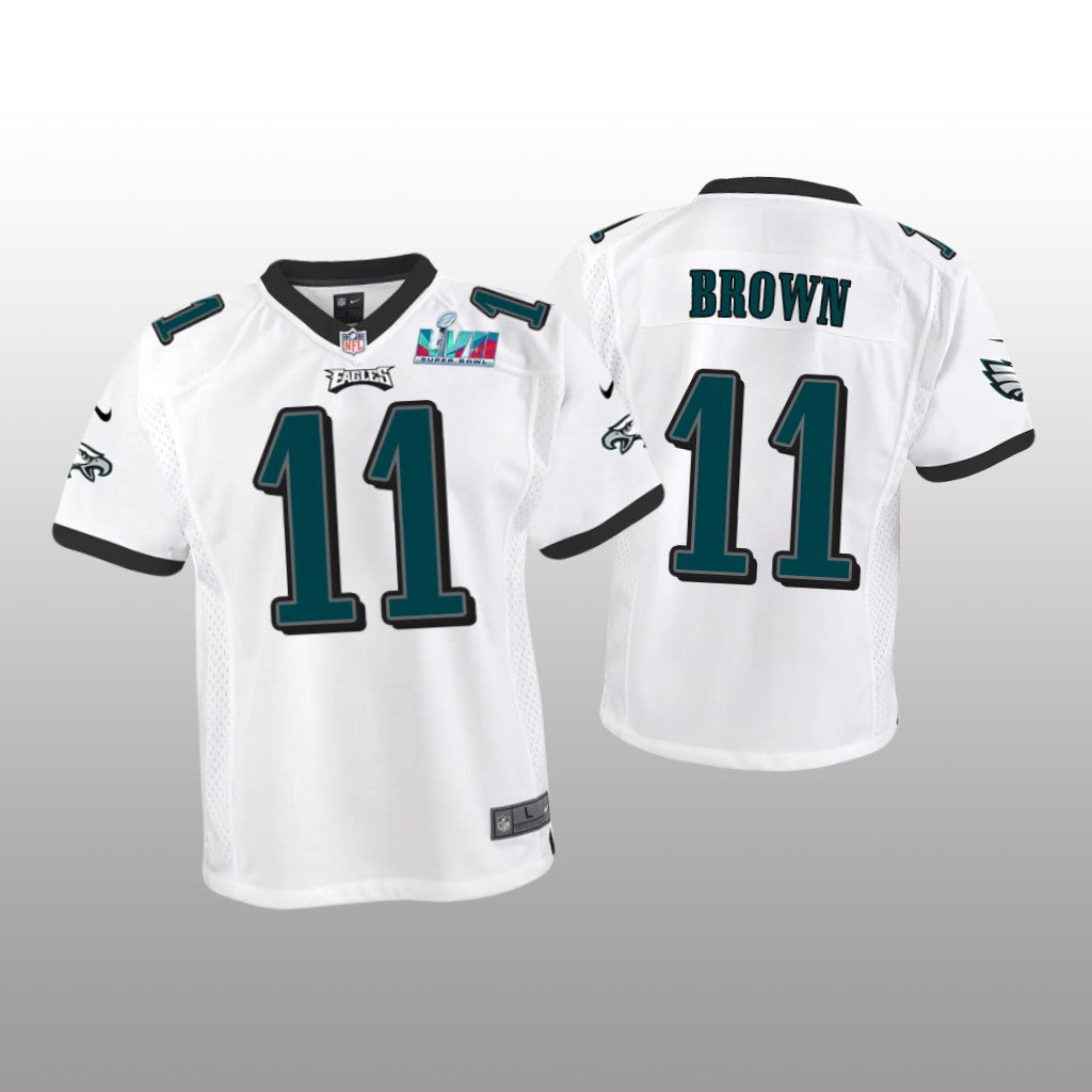 Philadelphia Eagles A.J. Brown White Game Jersey Super Bowl LVII Youth