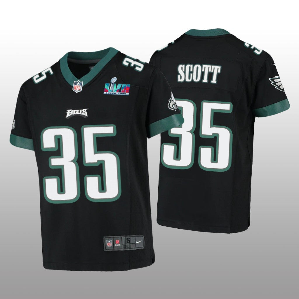 Philadelphia Eagles Boston Scott Black Game Jersey Super Bowl LVII Youth