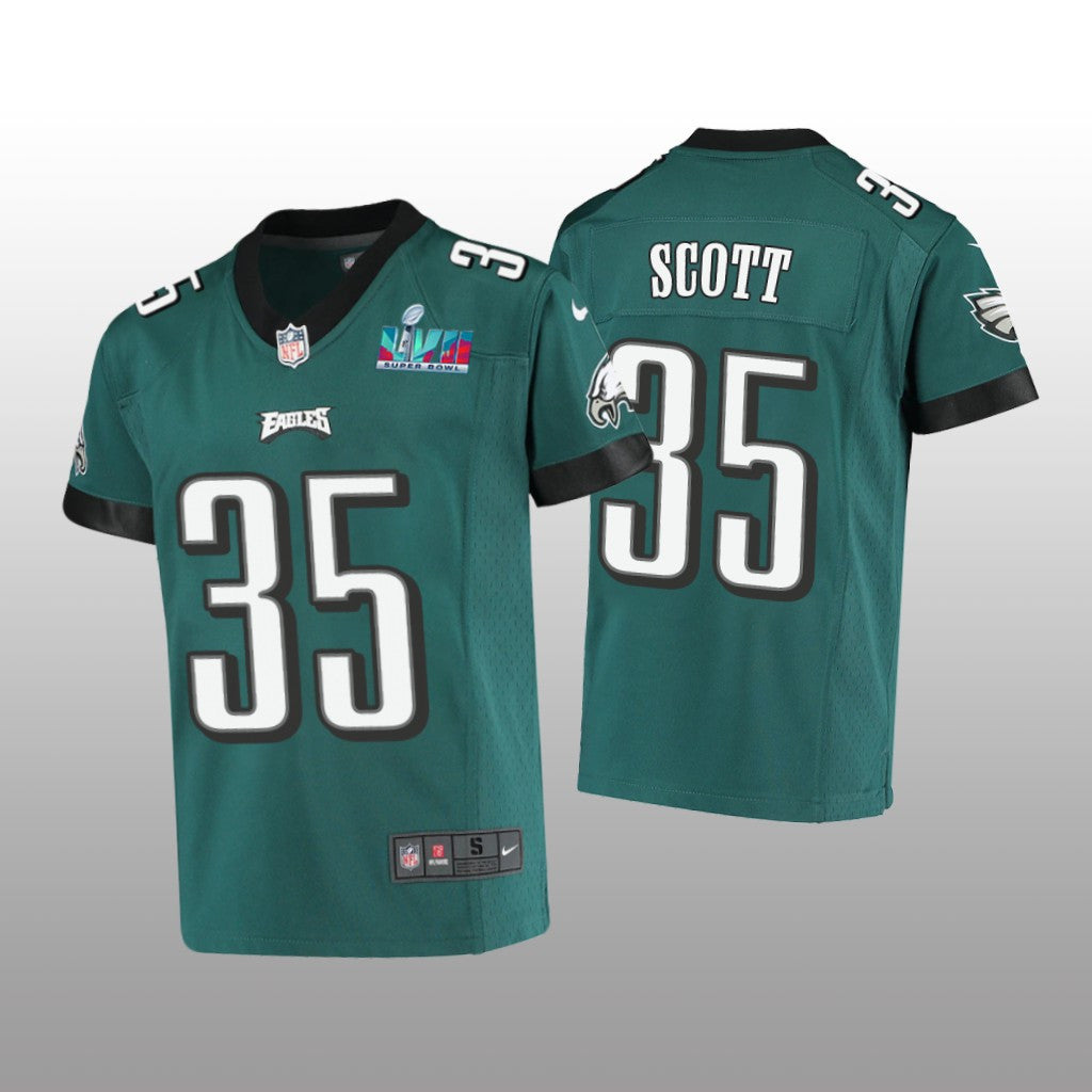 Philadelphia Eagles Boston Scott Midnight Green Game Jersey Super Bowl LVII Youth