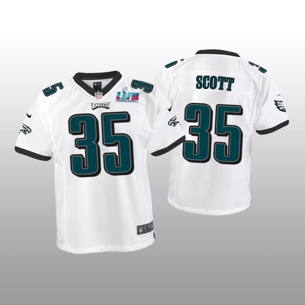 Philadelphia Eagles Boston Scott White Game Jersey Super Bowl LVII Youth