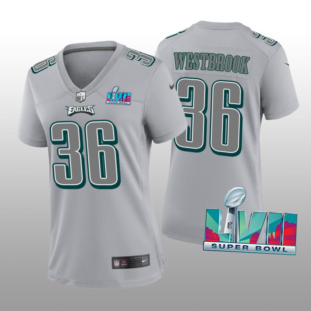 Philadelphia Eagles Brian Westbrook Gray Atmosphere Jersey Super Bowl LVII Women's