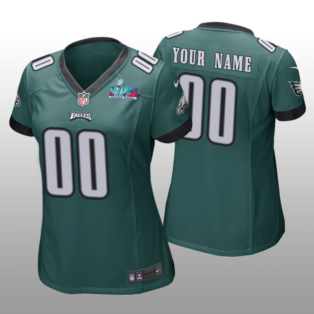 Philadelphia Eagles Custom Green Game Jersey Super Bowl LVII Women's
