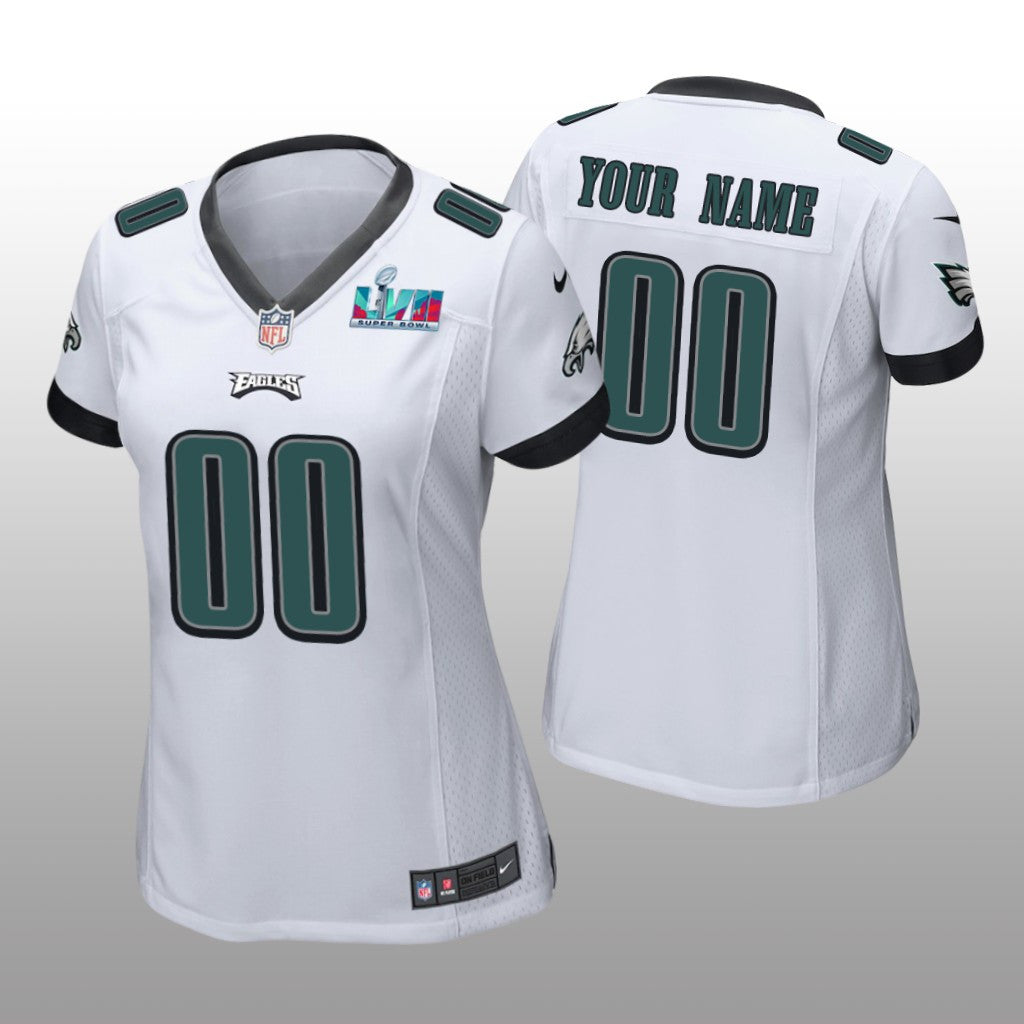 Philadelphia Eagles Custom White Game Jersey Super Bowl LVII Women's