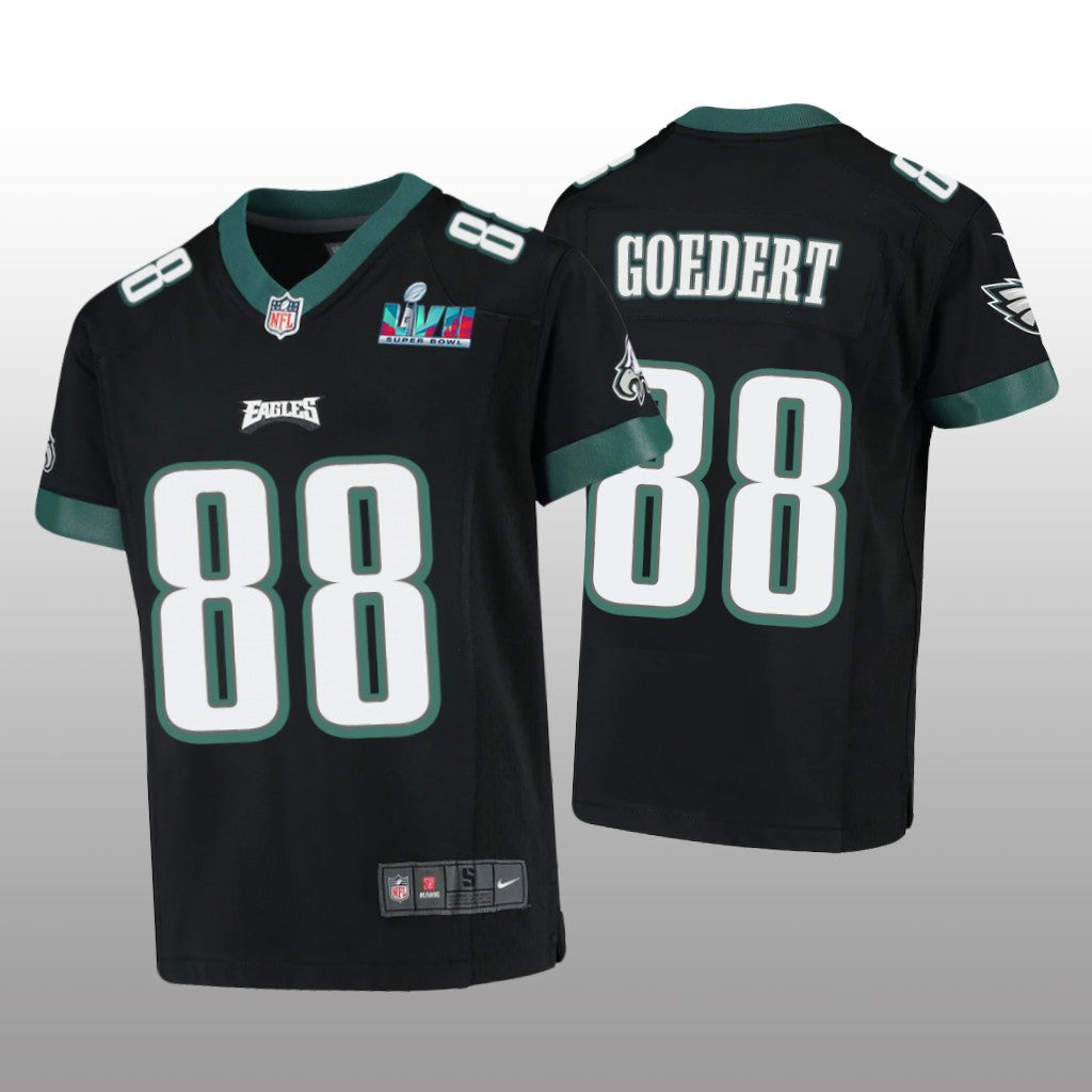 Philadelphia Eagles Dallas Goedert Black Game Jersey Super Bowl LVII Youth
