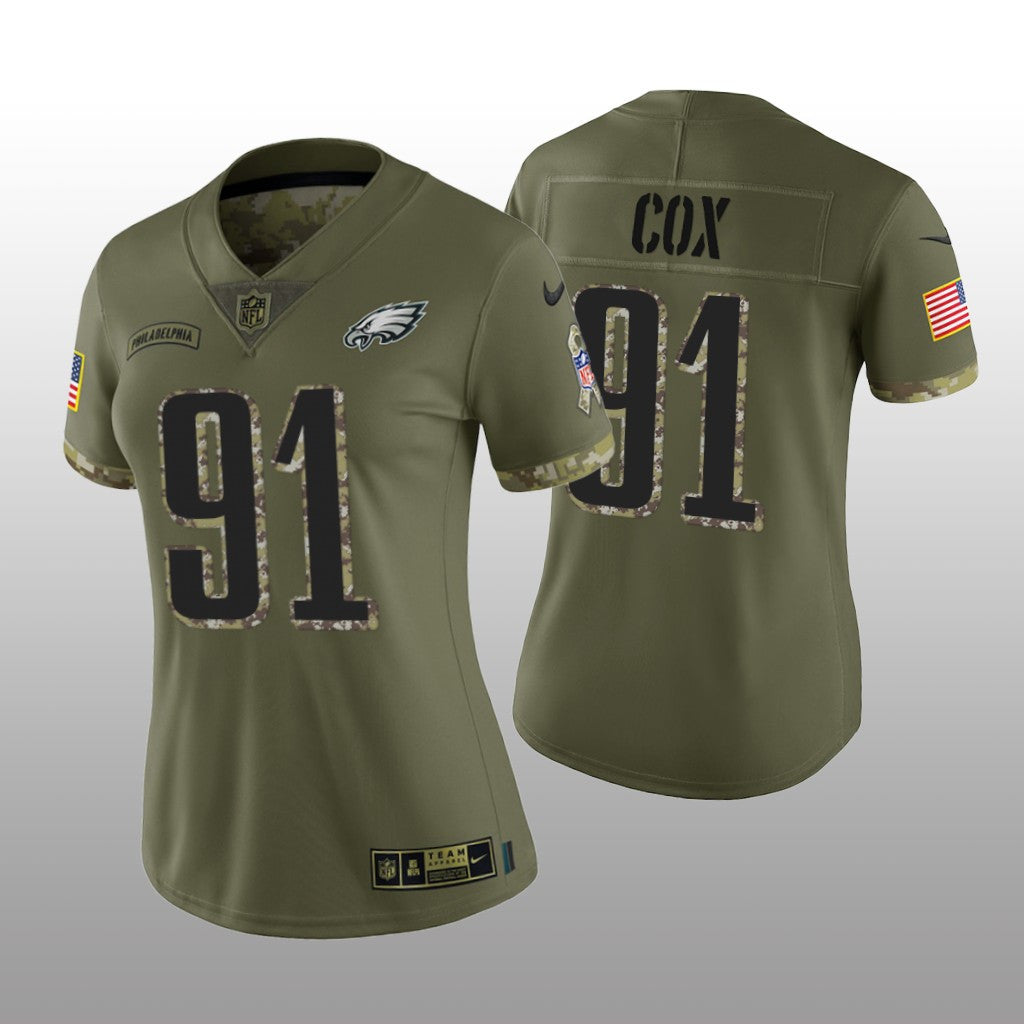 Philadelphia Eagles Fletcher Cox Olive Limited Jersey Salute To Service Women's