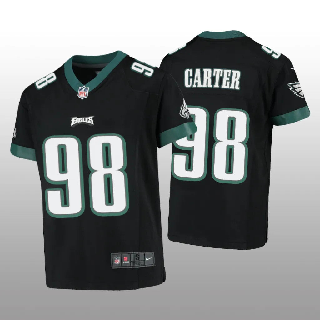 Philadelphia Eagles Jalen Carter Black Jersey Game Youth