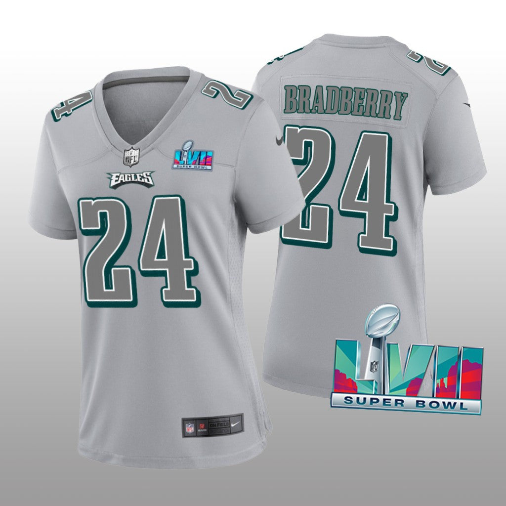 Philadelphia Eagles James Bradberry Gray Atmosphere Jersey Super Bowl LVII Women's