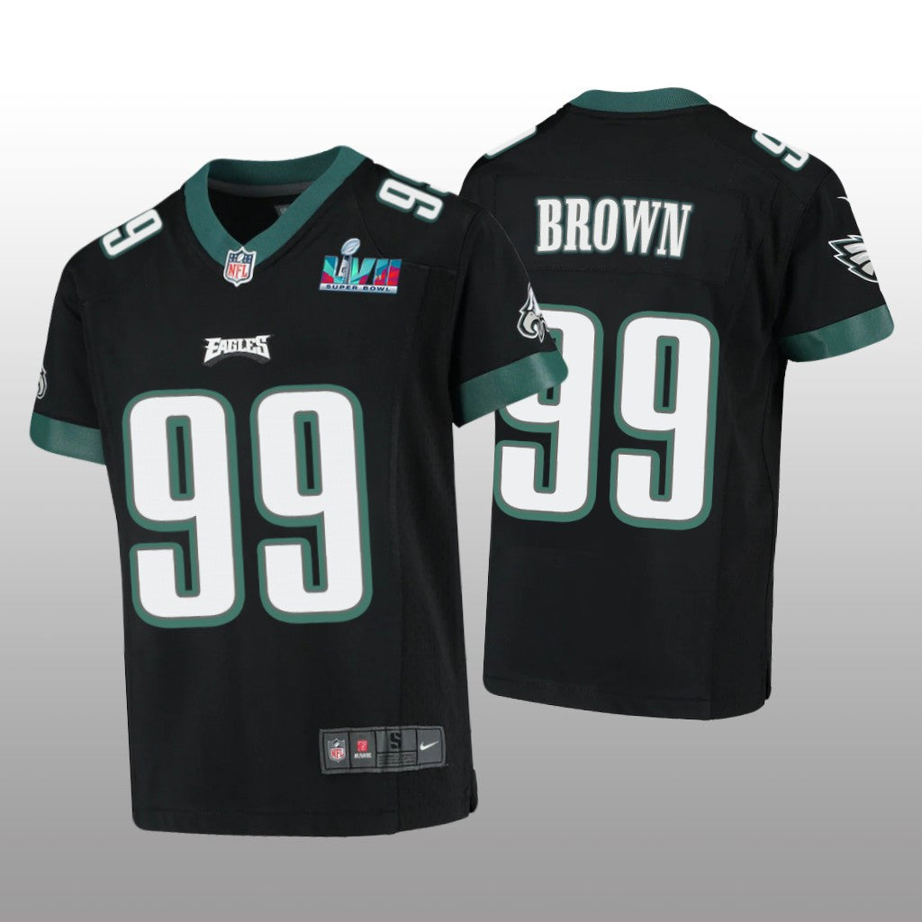 Philadelphia Eagles Jerome Brown Black Game Jersey Super Bowl LVII Youth