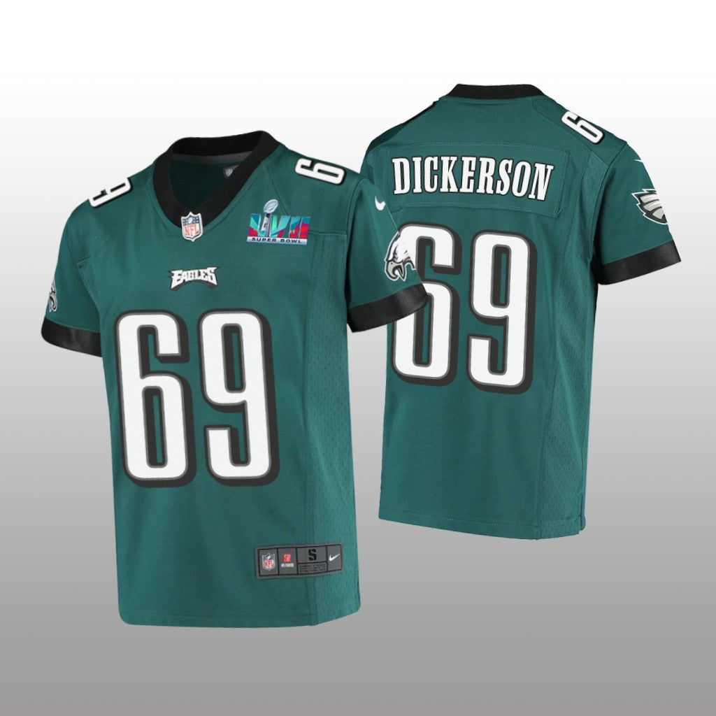 Philadelphia Eagles Landon Dickerson Midnight Green Game Jersey Super Bowl LVII Youth