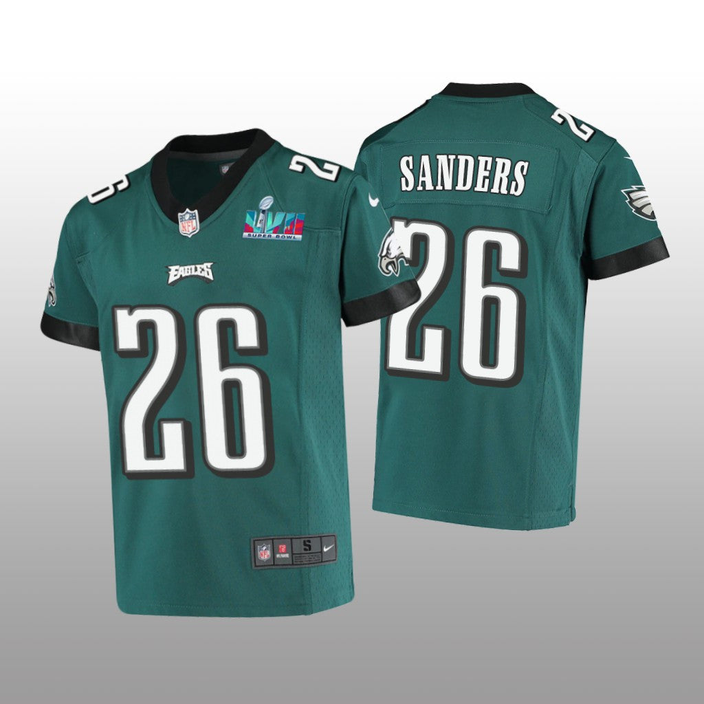 Philadelphia Eagles Miles Sanders Midnight Green Game Jersey Super Bowl LVII Youth