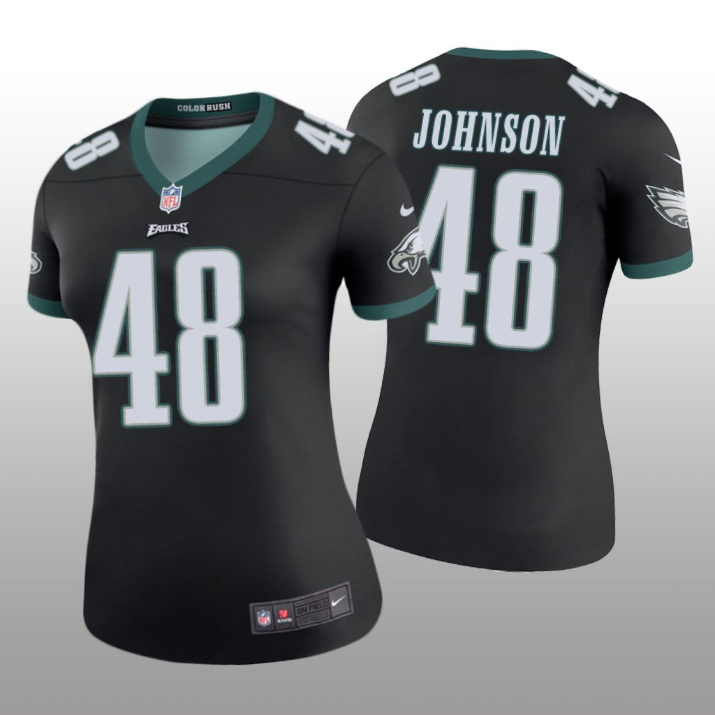 Philadelphia Eagles Patrick Johnson Black Jersey Color Rush Legend Women's