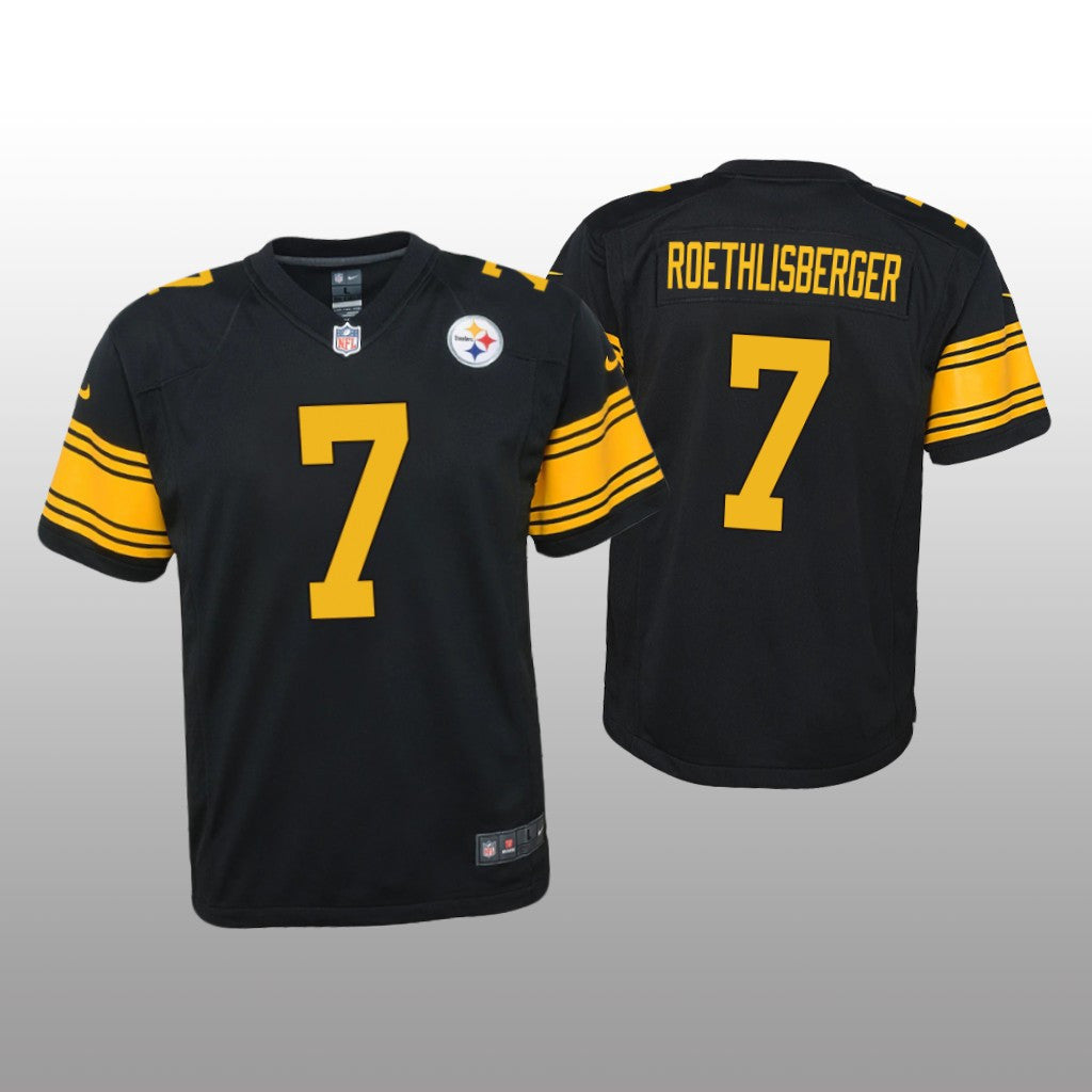 Pittsburgh Steelers Ben Roethlisberger Black Jersey Alternate Game Youth