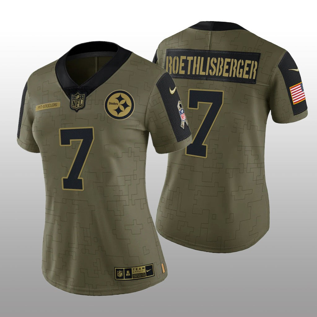 Pittsburgh Steelers Ben Roethlisberger Olive Limited Jersey Salute To Service Women's