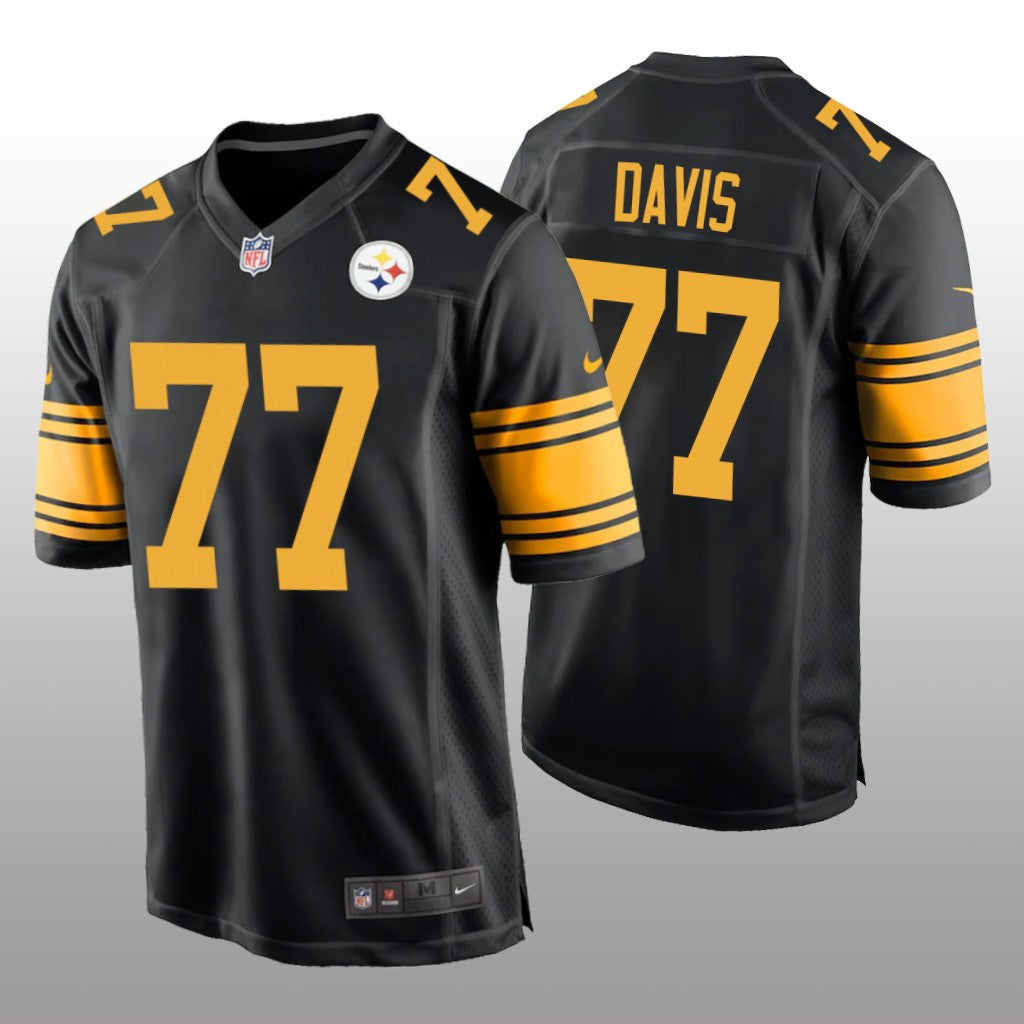 Pittsburgh Steelers Jesse Davis Black Jersey Alternate Game Men's