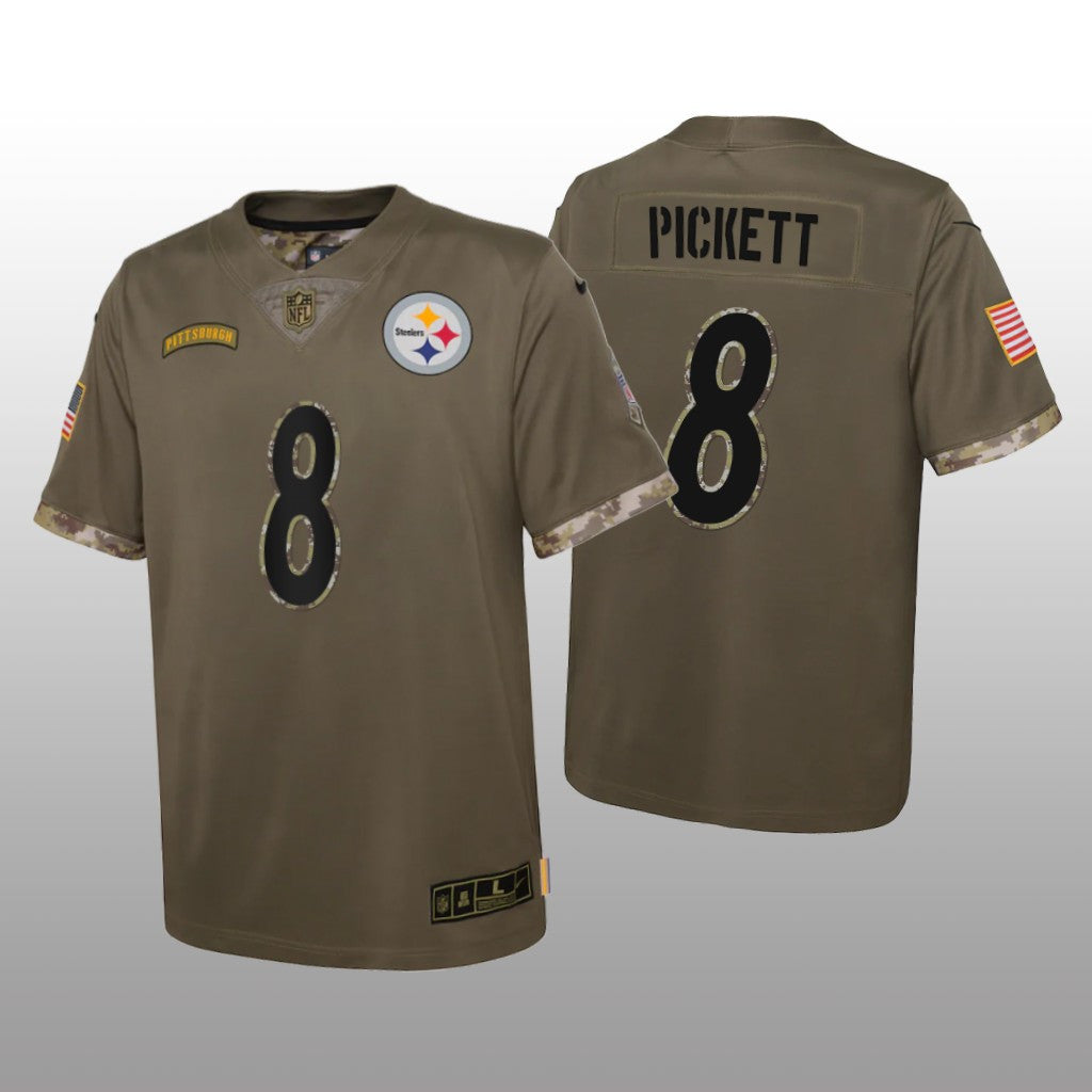 Pittsburgh Steelers Kenny Pickett Olive Limited Jersey Salute To Service Youth