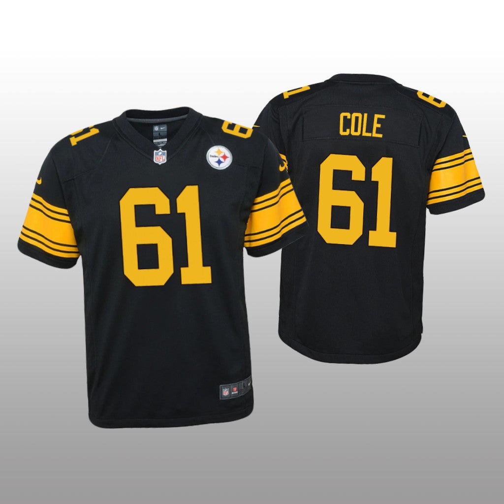 Pittsburgh Steelers Mason Cole Black Jersey Alternate Game Youth