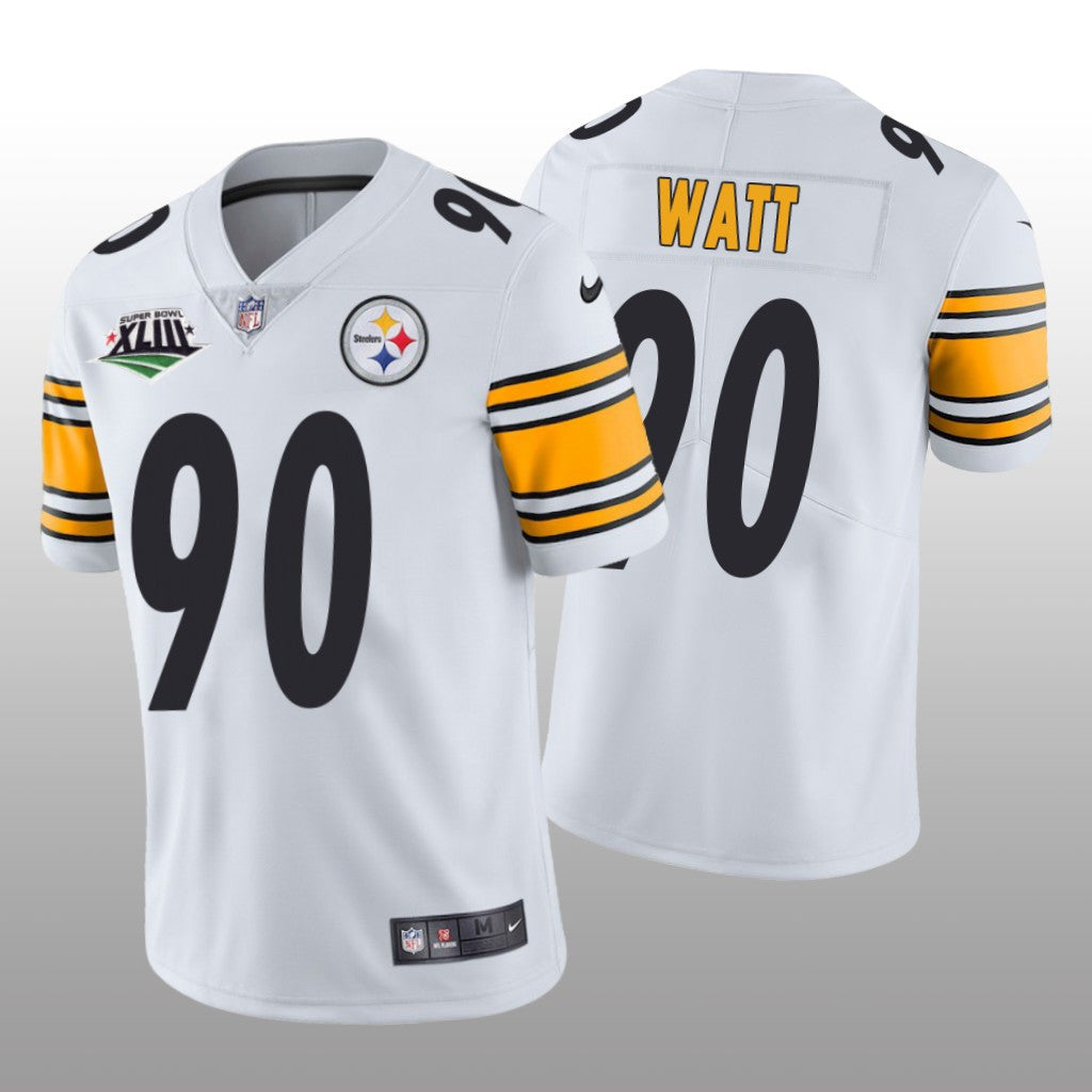 Pittsburgh Steelers T.J. Watt White Jersey Super Bowl XLIII Patch Men's