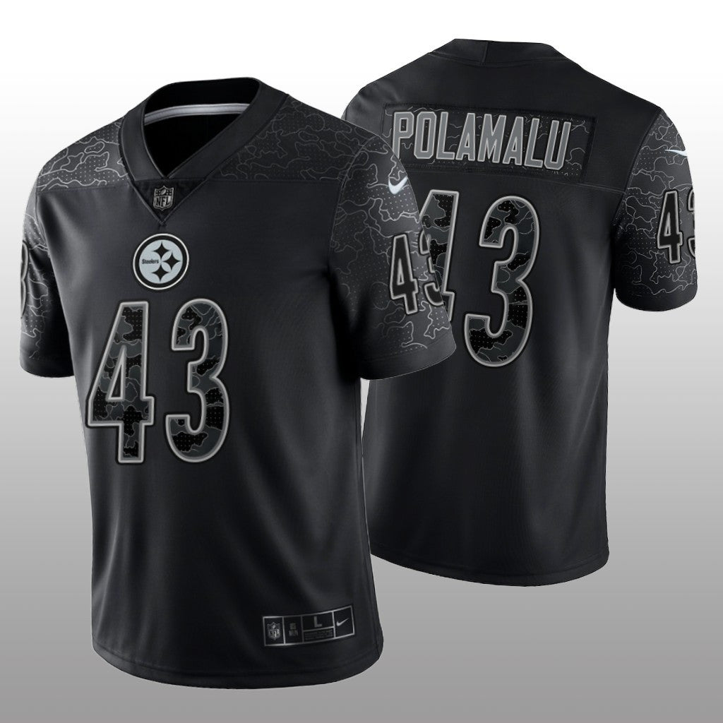 Pittsburgh Steelers Troy Polamalu Black Jersey Reflective Limited Men's
