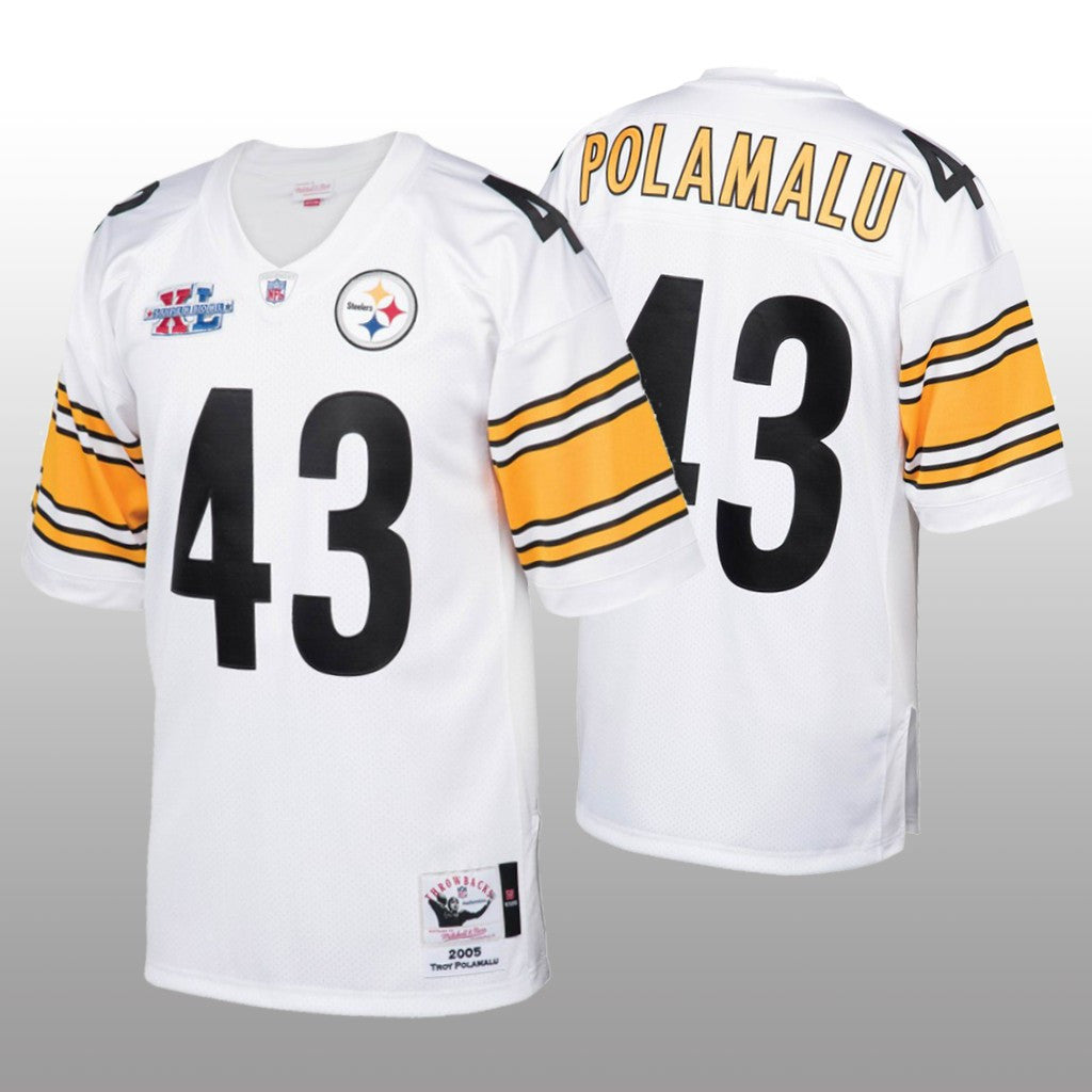 Pittsburgh Steelers Troy Polamalu Mitchell & Ness White Throwback 2005 Jersey Men's