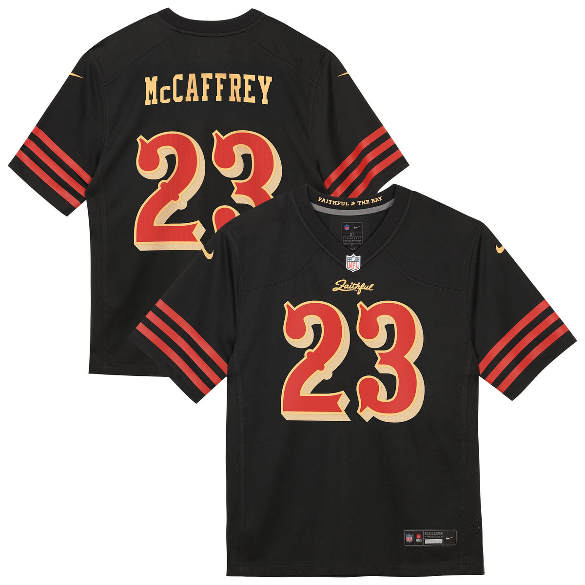 Preschool San Francisco 49ers Christian McCaffrey Nike Black 2025 Rivalries Collection Game Jersey