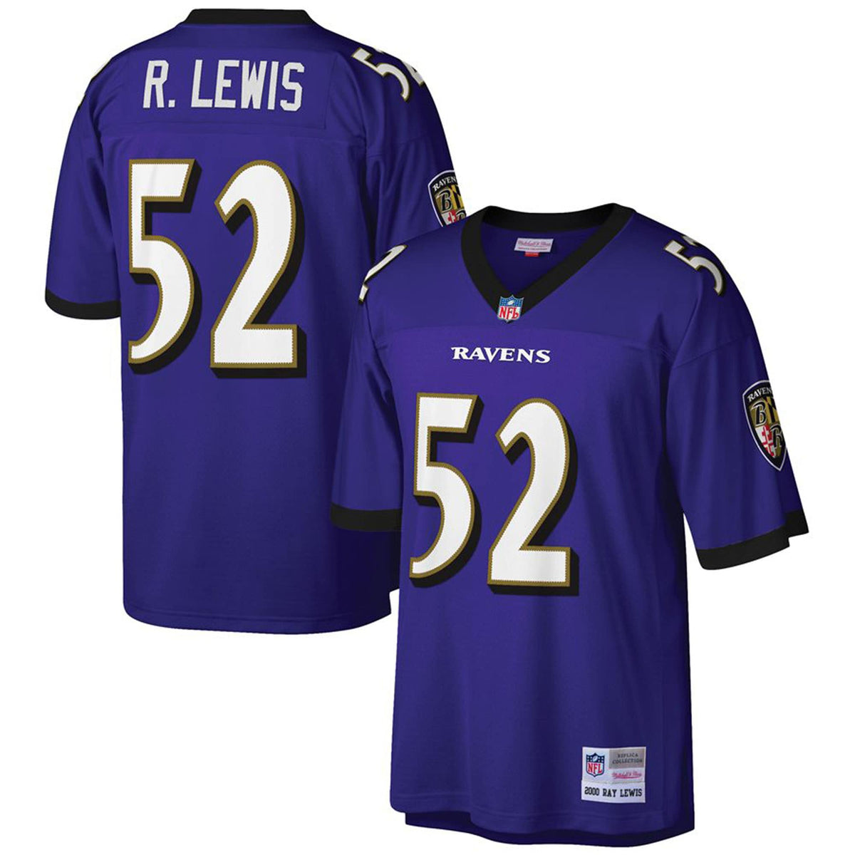 Ray Lewis Baltimore Ravens Mitchell Ness Big Tall 2000 Retired Player Replica Jersey Purple