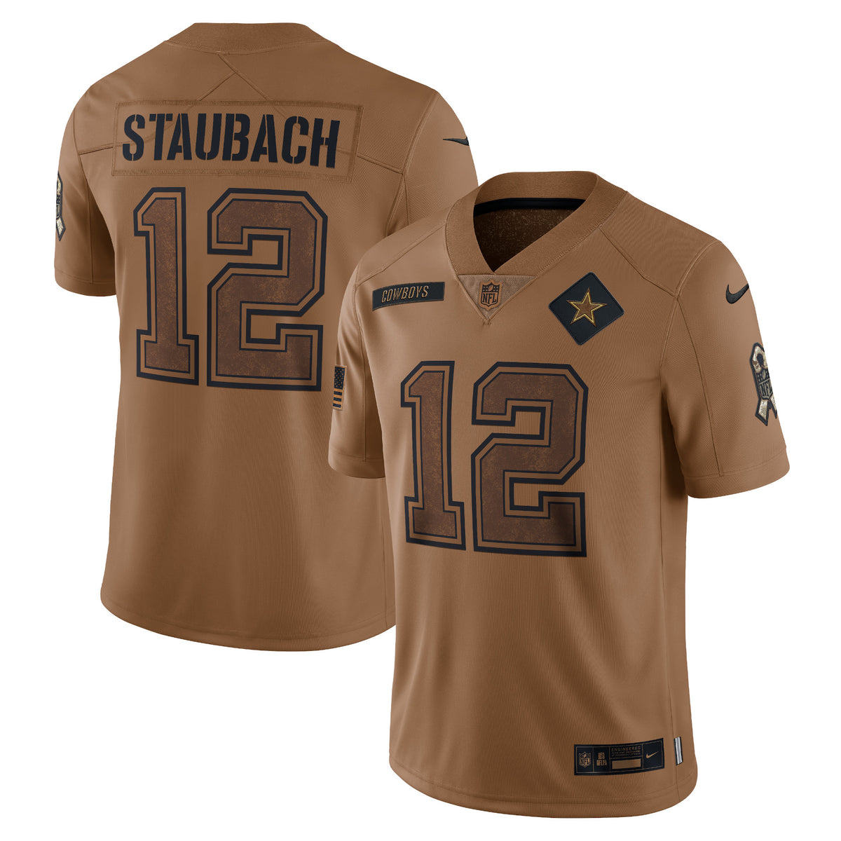 Roger Staubach Dallas Cowboys Nike Women's 2023 Salute To Service Retired Player Limited Jersey Brown