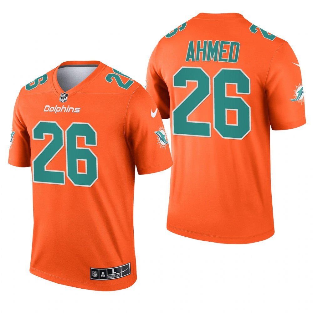 Salvon Ahmed Miami Dolphins Orange Jersey Inverted Legend Men's