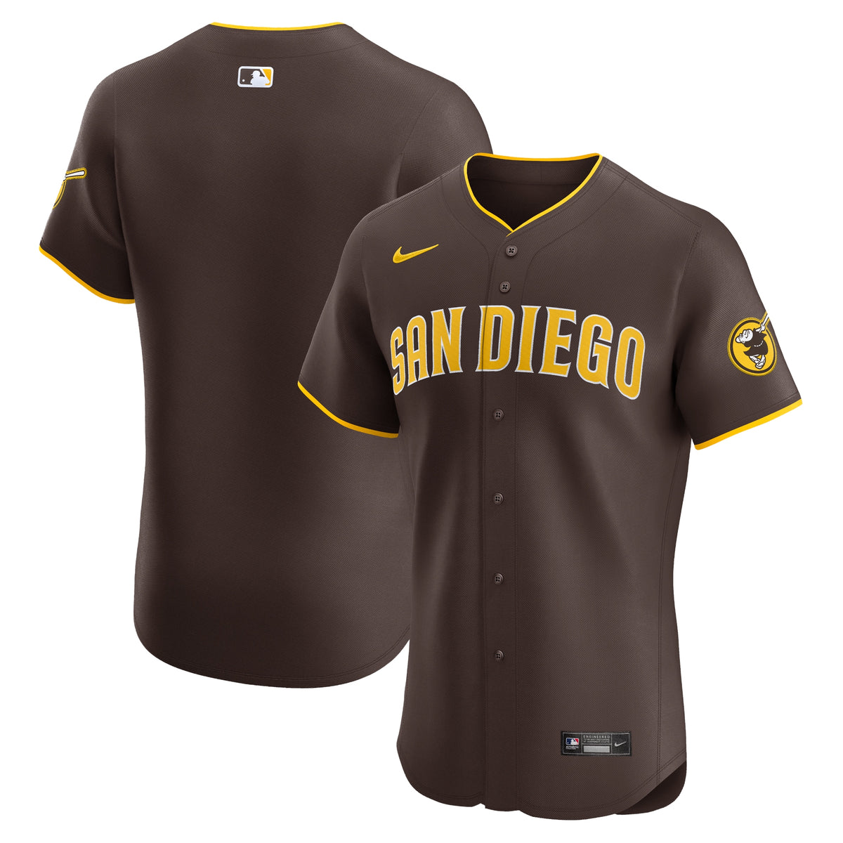 San Diego Padres Nike Road Vapor Premier Elite Patch Jersey Brown