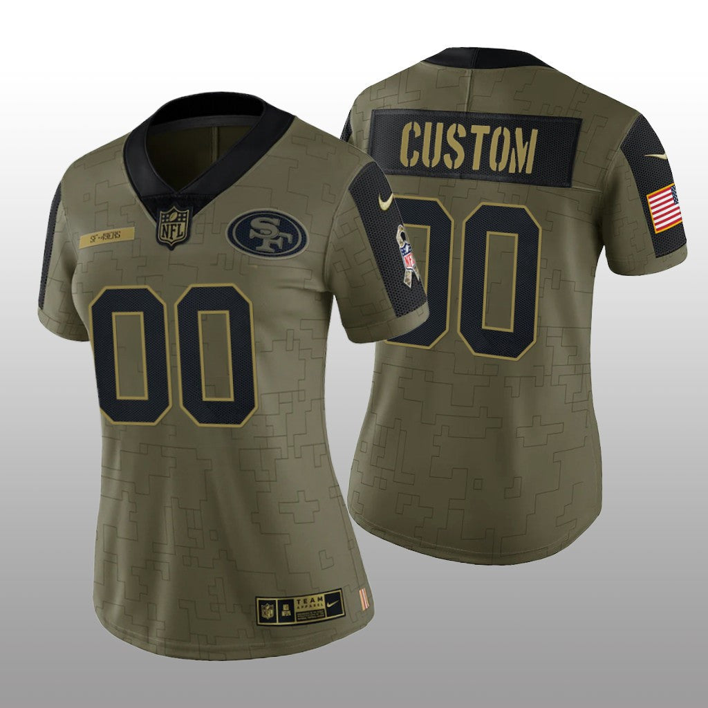 San Francisco 49ers Custom Olive Limited Jersey Salute To Service Women's