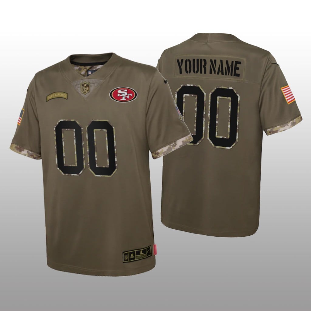 San Francisco 49ers Custom Olive Limited Jersey Salute To Service Youth