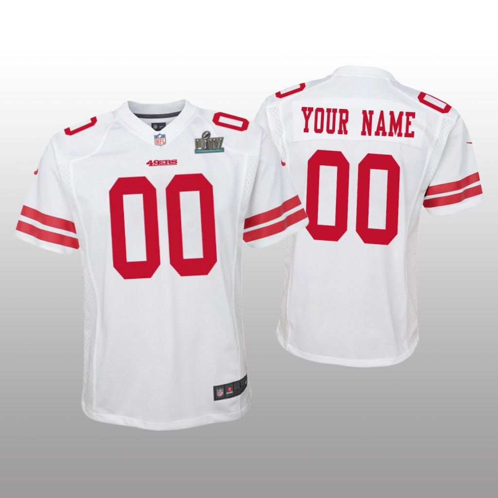 San Francisco 49ers Custom White Game Jersey Super Bowl LIV Youth