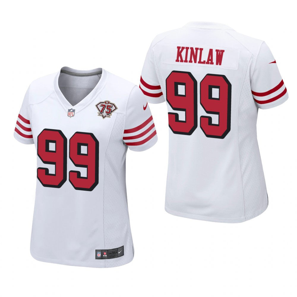 San Francisco 49ers Javon Kinlaw White Alternate Game Jersey 75th Anniversary Women's