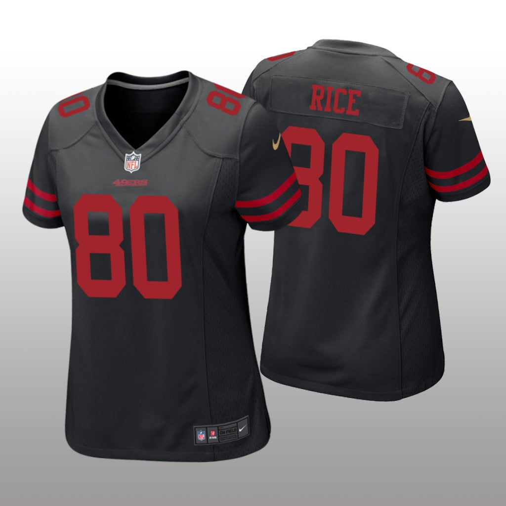 San Francisco 49ers Jerry Rice Black Jersey Game Women's