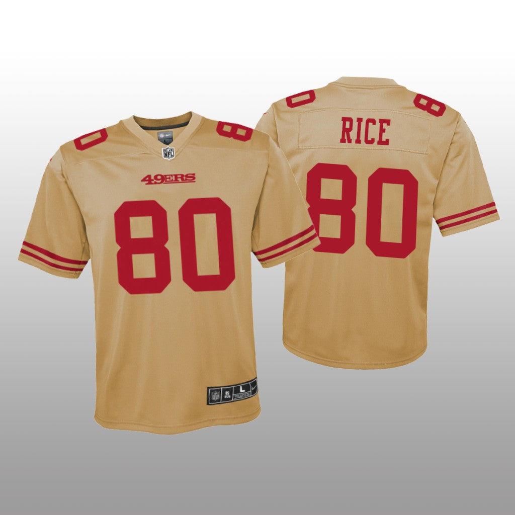 San Francisco 49ers Jerry Rice Gold Jersey Inverted Game Youth