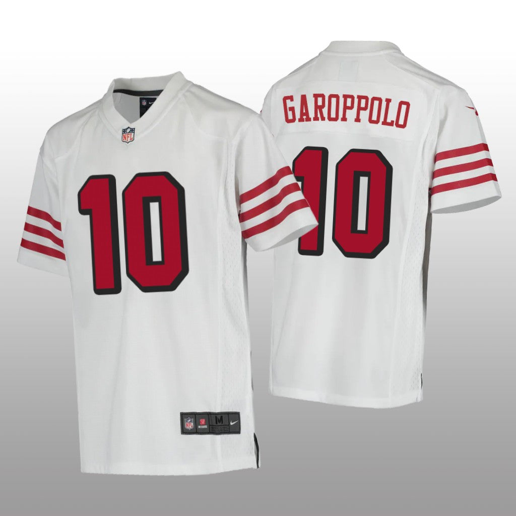 San Francisco 49ers Jimmy Garoppolo White Jersey Color Rush Game Youth