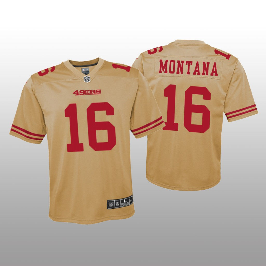 San Francisco 49ers Joe Montana Gold Jersey Inverted Game Youth