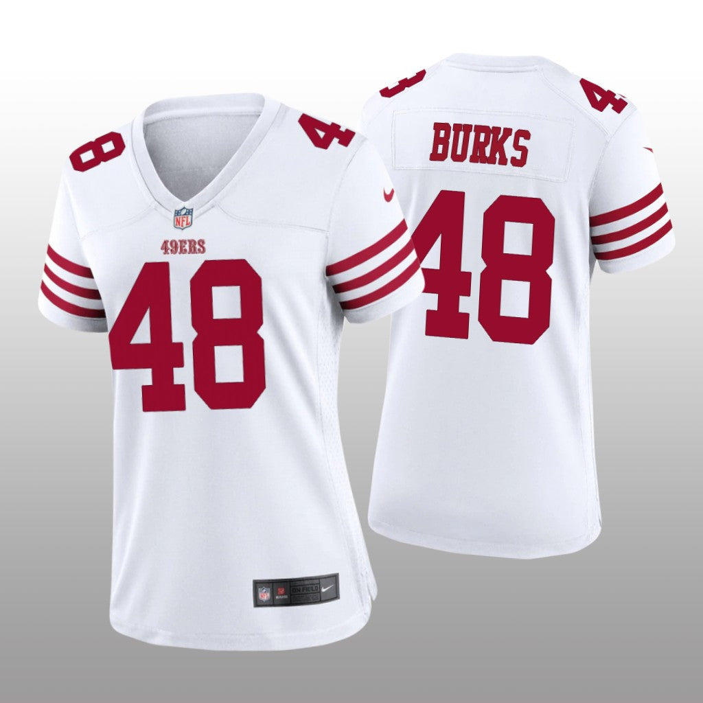San Francisco 49ers Oren Burks White Jersey Game Women's