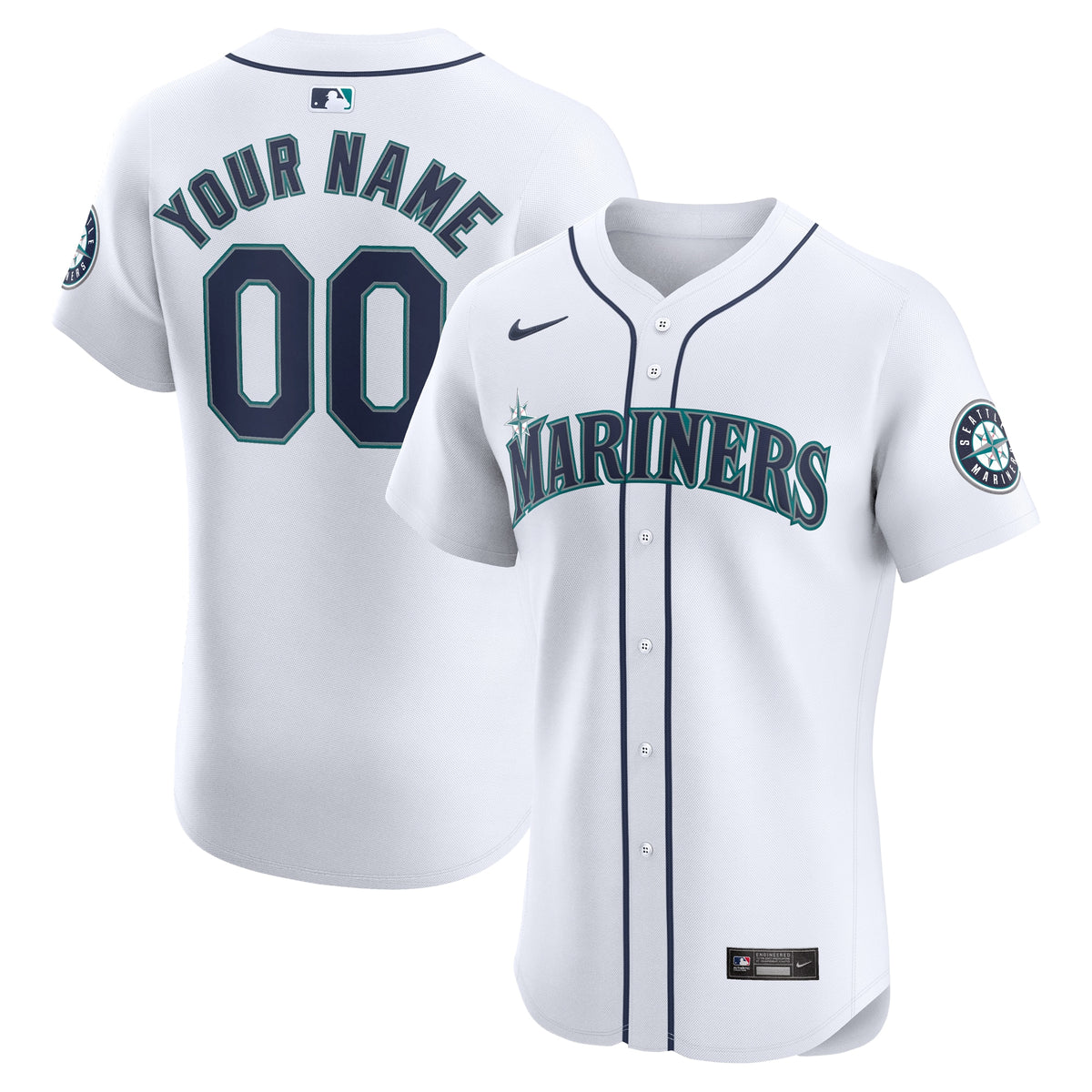 Seattle Mariners Nike Home Elite Custom Jersey White