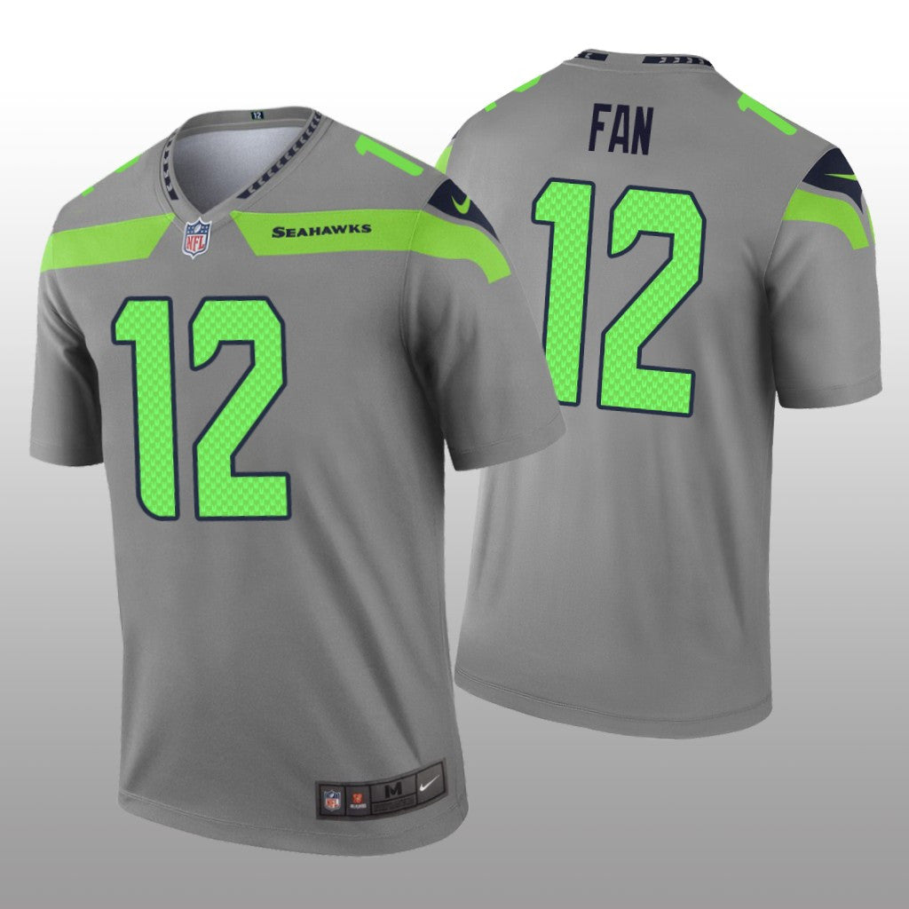 Seattle Seahawks 12th Fan Gray Jersey Inverted Legend Men's