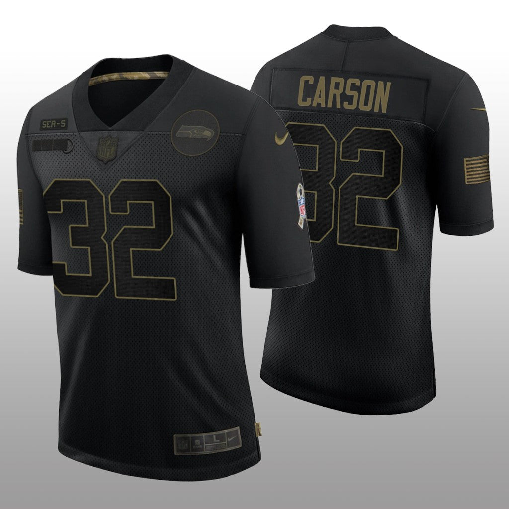 Seattle Seahawks Chris Carson Black Limited Jersey Salute to Service Men's