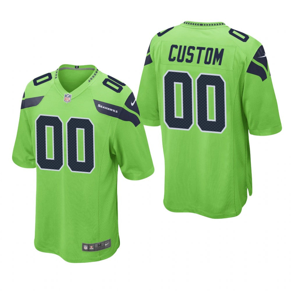 Seattle Seahawks Custom Neon Green Jersey Game Men's