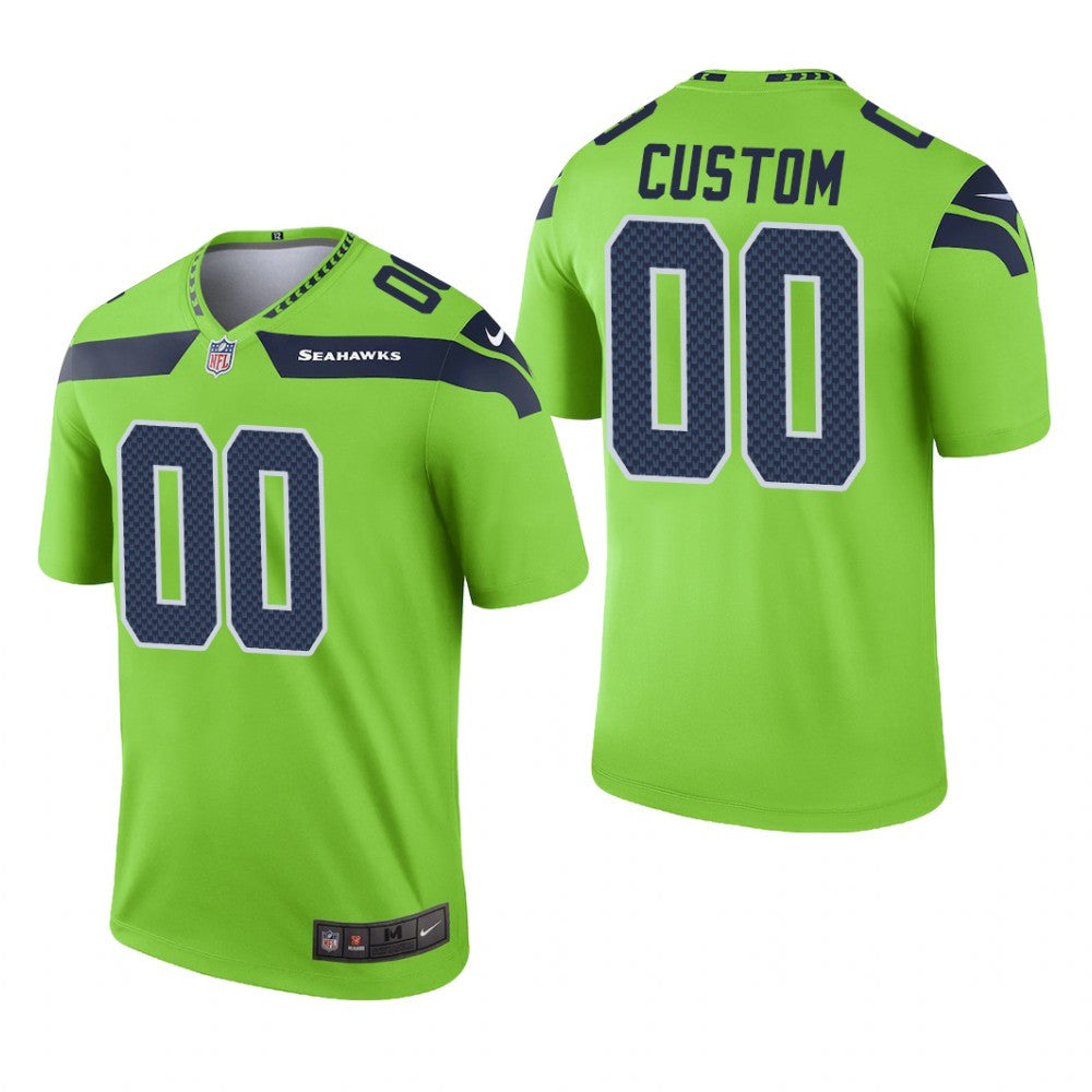 Seattle Seahawks Custom Neon Green Jersey Legend Men's