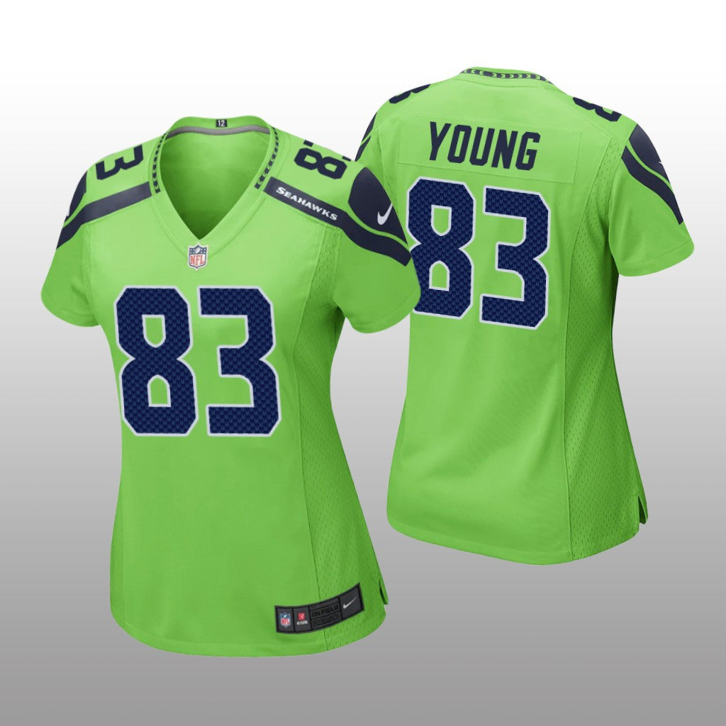Seattle Seahawks Dareke Young Neon Green Jersey Game Women's