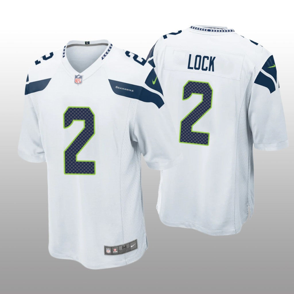 Seattle Seahawks Drew Lock White Jersey Game Men's