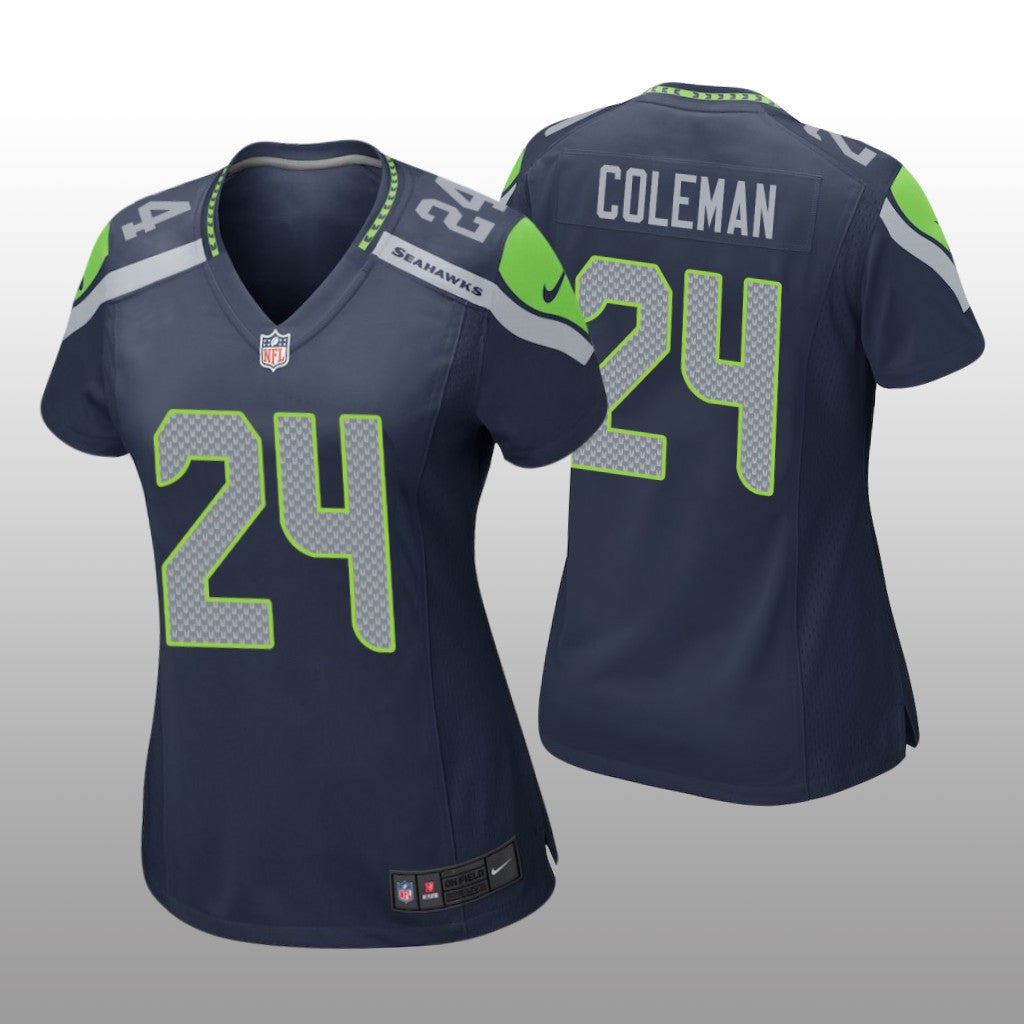 Seattle Seahawks Justin Coleman Navy Jersey Game Women's