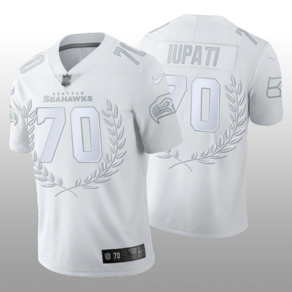 Seattle Seahawks Mike Iupati White Jersey Platinum Limited