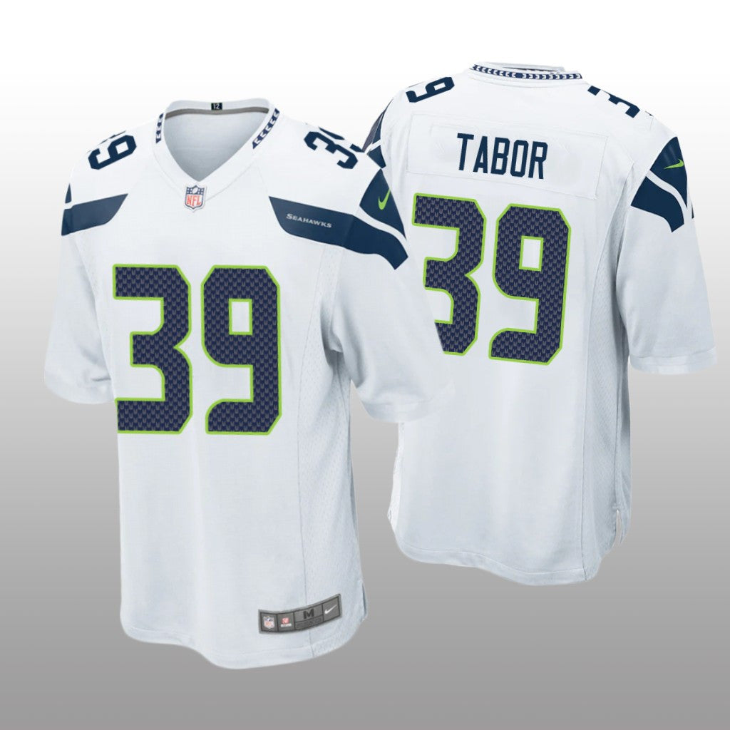 Seattle Seahawks Teez Tabor White Jersey Game Men's
