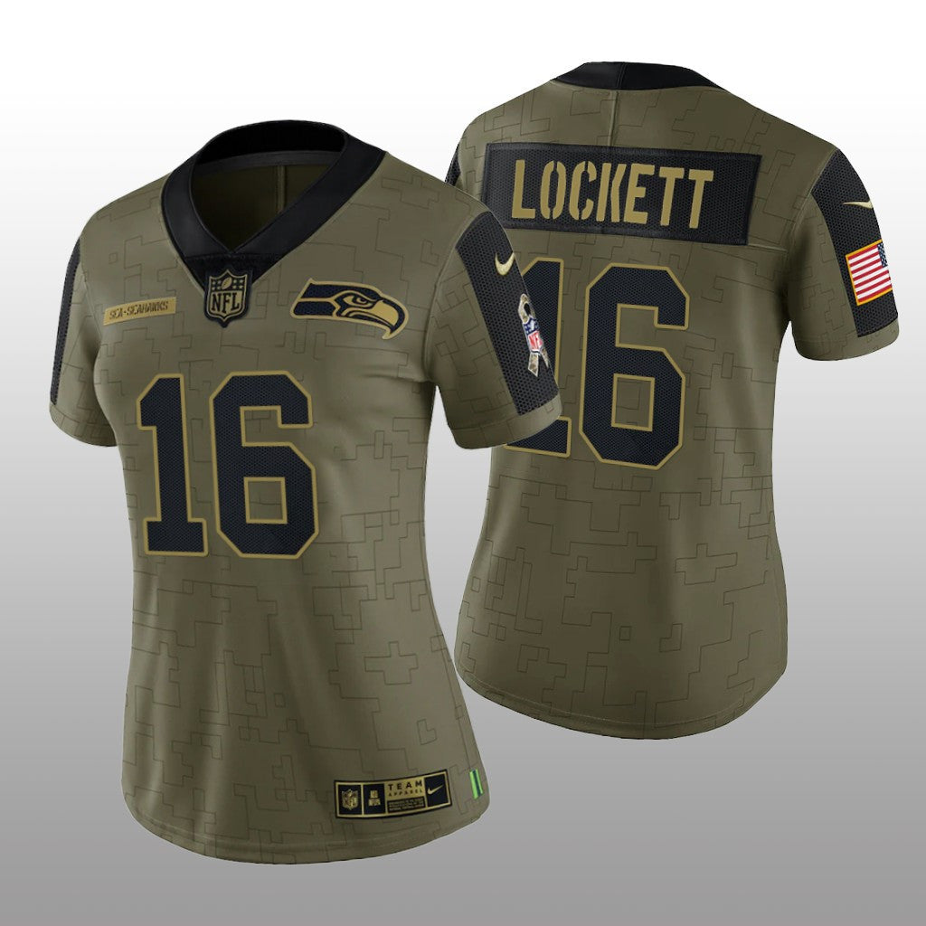 Seattle Seahawks Tyler Lockett Olive Limited Jersey Salute To Service Women's